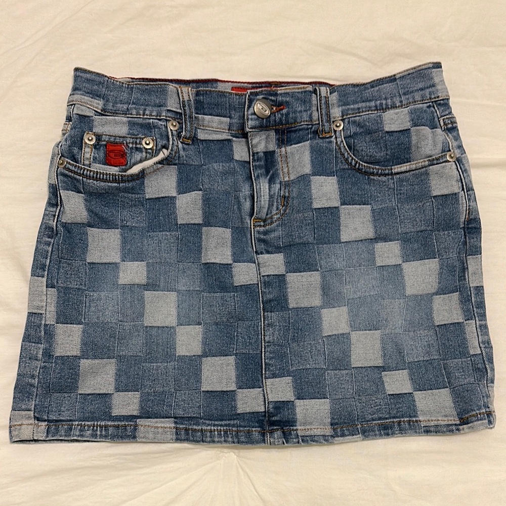BONGO Blue Checkered Mini Skirt